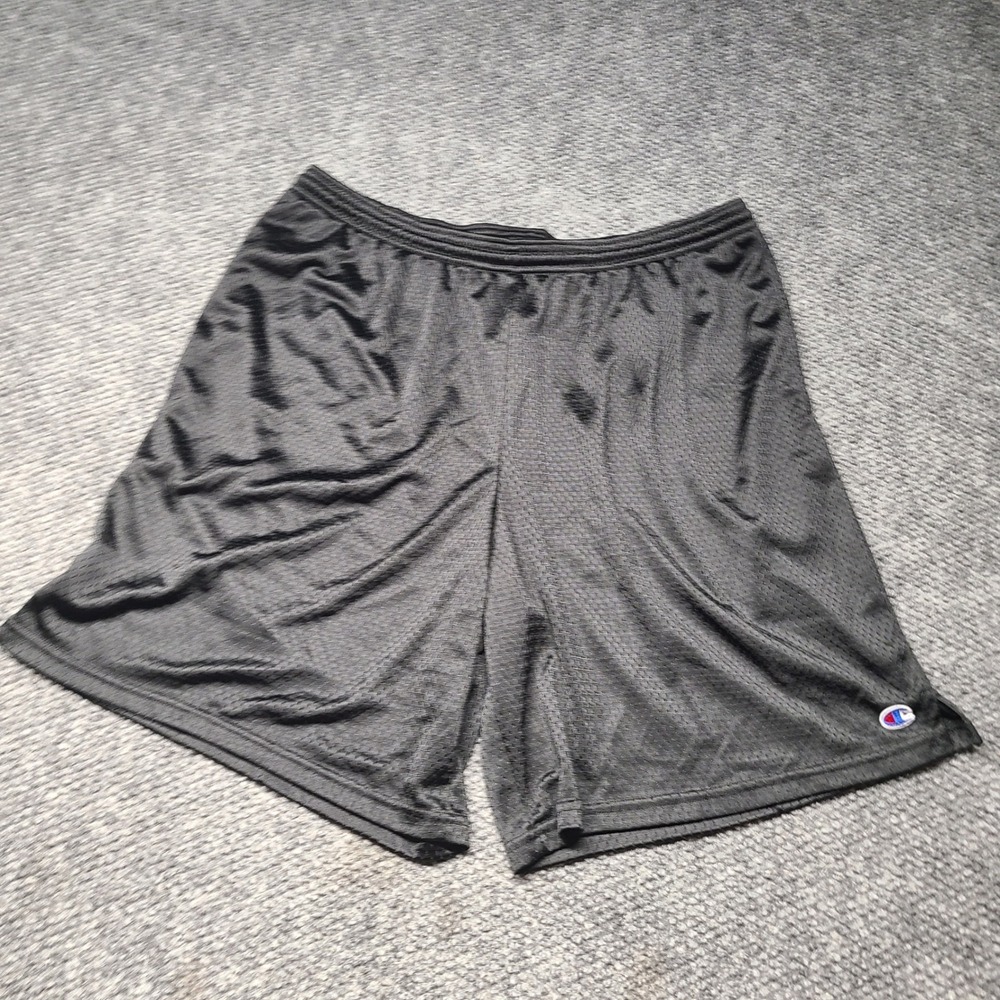 Champion Mens Black Mesh Athletic Basketball Shorts XL Pockets Drawstring